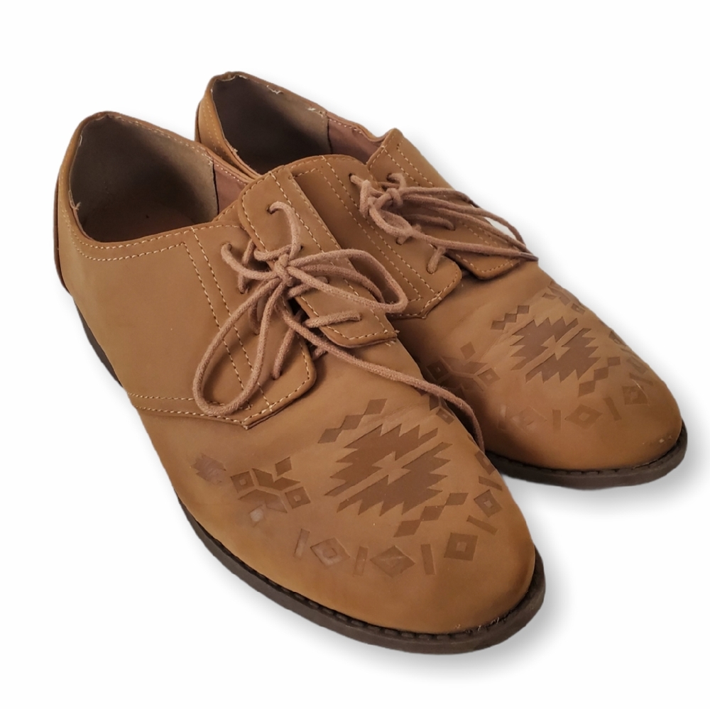 Tan Suede Printed Design Divided Ankle Boots/Shoes